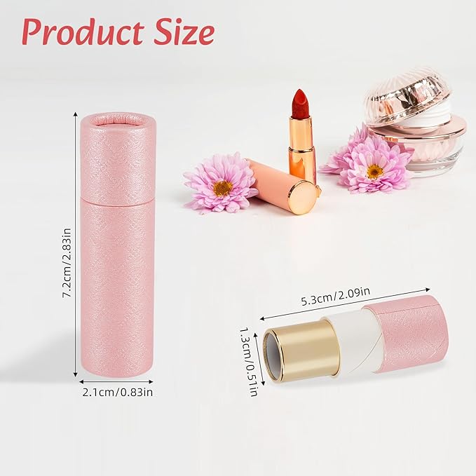 NICENEEDED 10 Pcs Paperboard Lip Balm Tubes, Refillable Paper Lipstick Tube, Round Cardboard Empty Lip Gloss Container Solid Perfume Tube Cosmetic Box for DIY Lip Gloss Balm and Chapsticks