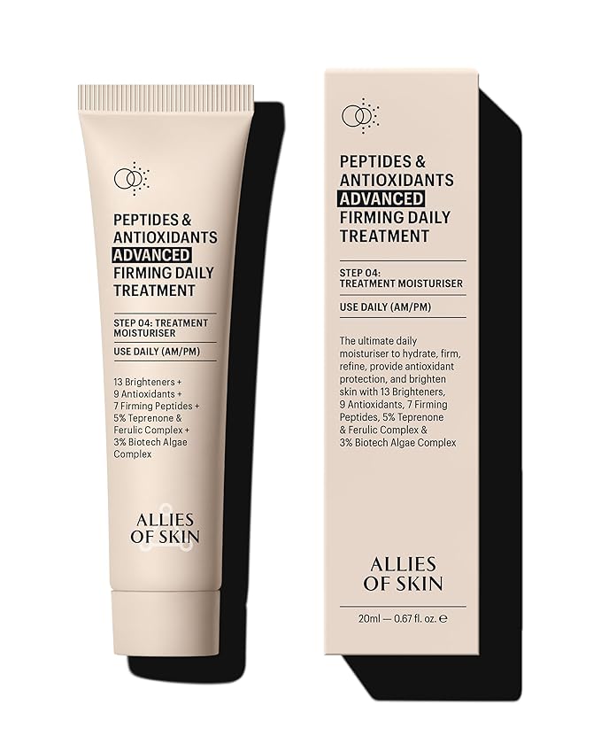Allies of Skin Peptides & Antioxidants Advanced Firming Daily Treatment with 13 Brighteners, 9 Antioxidants, 7 Firming Peptides, 5% Teprenone & Ferulic Complex and 3% Biotech Algae Complex 20ml/0.67oz