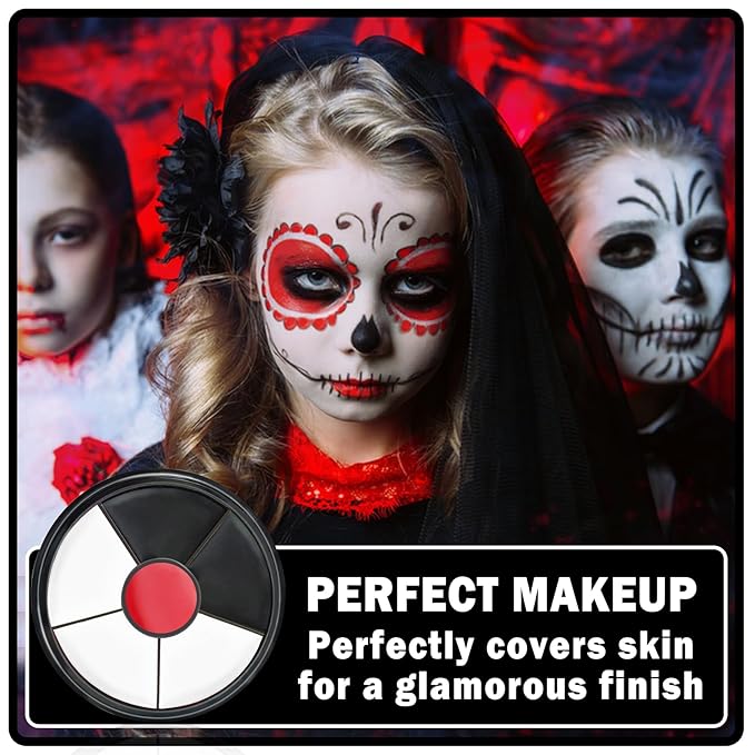 Clown Makeup Kit,Black White Red Face Paint Professional Adult Body Paint Kit for Halloween SFX Special Effects Makeup Kit