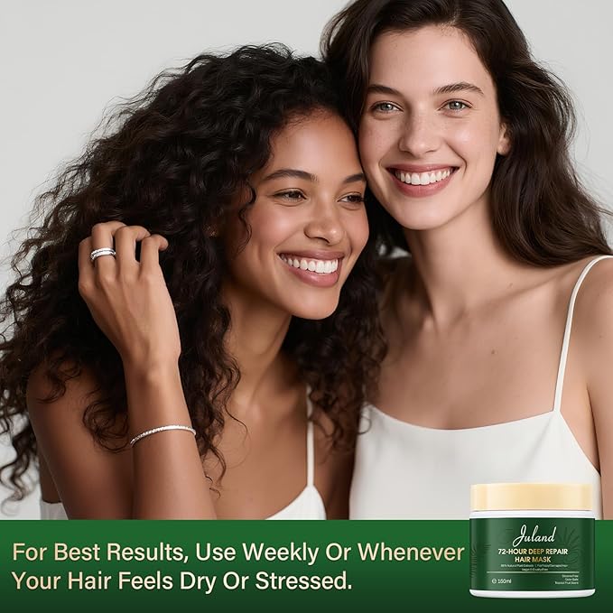 Juland Hair Mask, Collagen Hair Mask with Natural Amla Oil for Moisturization & Damage Repair, Hydroplex Technology for Stronger, Shinier Hair, 11 oz – Revitalizing Treatment for Dry, Damaged Hair