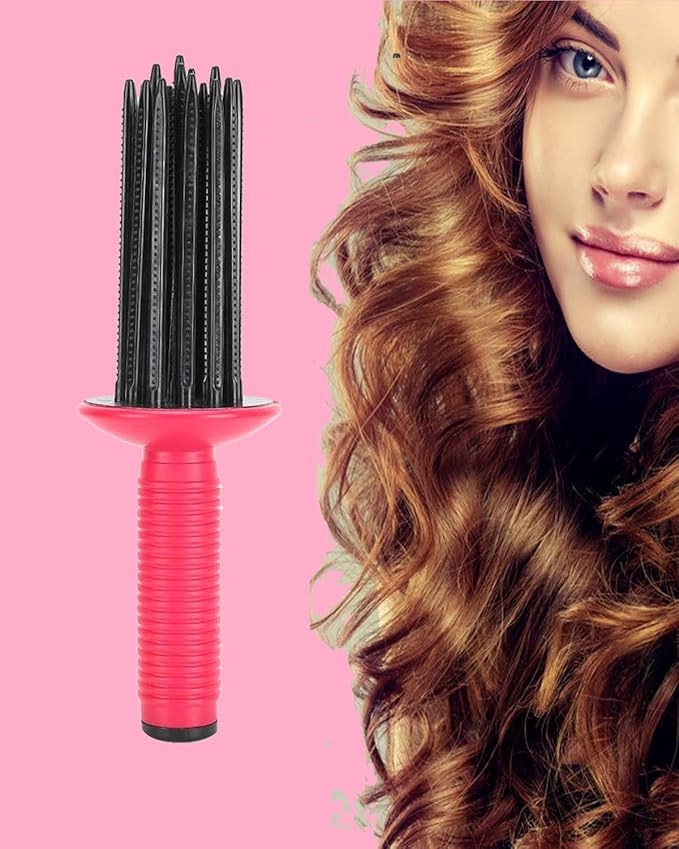 Hair Fluffy Styling Curler Curls Comb,Hair Curler Curling Make Up Brush Roller Tool Portable Hair Curling Roll Comb Anti‑Slip Professional Round Hair Brush for Home Personal Use Travel