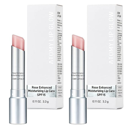 Atomy Lip Glow 3.3g x 2 EA - Moisturizing Lip Care Treatment Balm with Natural Pink Color