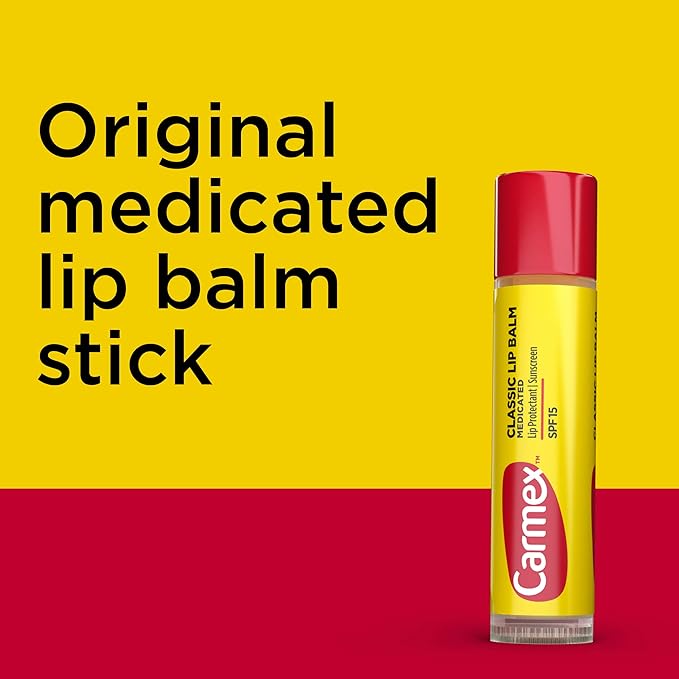 Carmex Medicated Lip Balm Sticks, Lip Moisturizer for Dry, Chapped Lips, 0.15 OZ - (2 Packs of 3)