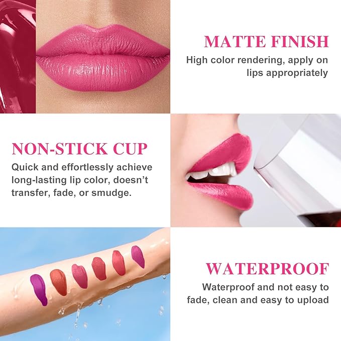 Lip Stain - Lip Stain Peel Off Long-Lasting with Matte Finish Waterproof & Transfer-Proof, Lip Liner Moisturizing & Nourishing Non-Stick Cup Highly Pigmented Color Lip Tint (01 Berry)