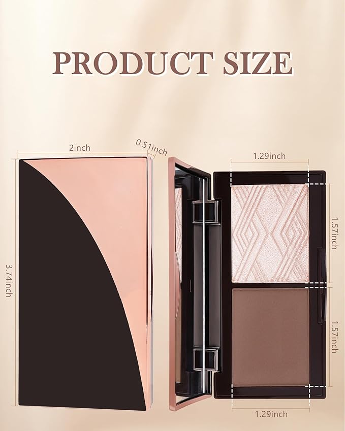 Matte Blush Powder Palette-2Colors Cruelty-Free Buildable Facial Cheek Blusher Pressed Powder Light Luxury Blush Contour Palette for Face,Longlasting Makeup Palette,Valentine's Day Gift for Women-04