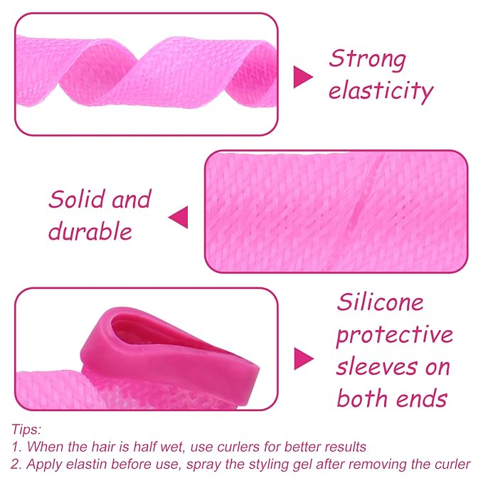 FEPITO 40 Pack Spiral Hair Curlers and Wave Styling Kit - No Heat Curlers and Hooks for All Lengths, 30cm/ 12inch