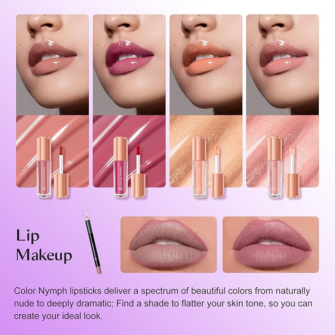 Color Nymph All in one Makeup Kit For Girls Teens, Makeup Set 4 Trays Spacious Space Train Case for Beginner with Eyeshadow Highlighter Lipgloss Blush Contour Concealer Brush Eyeliner Lipbalm