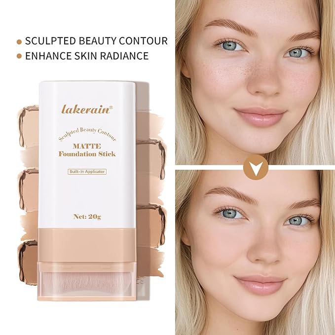 Beauty Balm Serum Boosted Skin Tint, Dual-Ended Eraser Foundation Stick with Brush, Full Coverage Cream Korean Makeup, Long-Lasting Stick for Smooth, Flawless Finish (#2 Nature)