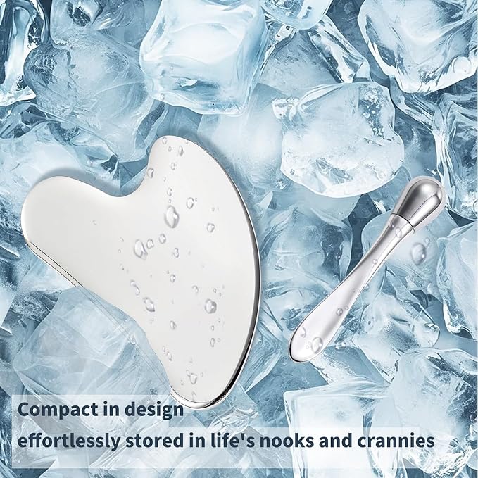 Stainless Steel GuaSha & Eye Cream Applicator Facial Tools, Metal Guasha for Face Neck, Eye Massager Tool, Lymphatic Drainage Face Massage Tool, Skin Care Gift