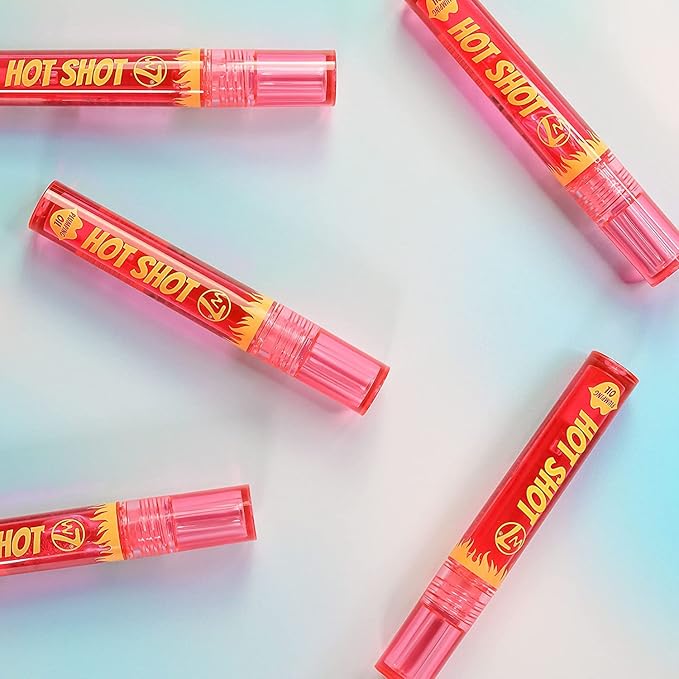 W7 Hot Shot Plumping Oil Bundle - Enhancing & Repairing Plump Effect For Fuller Lips - Clear & Soft, Natural, Everyday Lip Care - 2 Pack