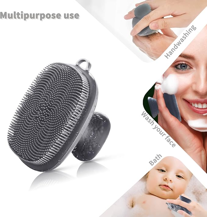 VWMYQ Face Scrubber - Silicone Facial Cleansing Brush for Men - Exfoliating and Cleansing - Waterproof - Gray