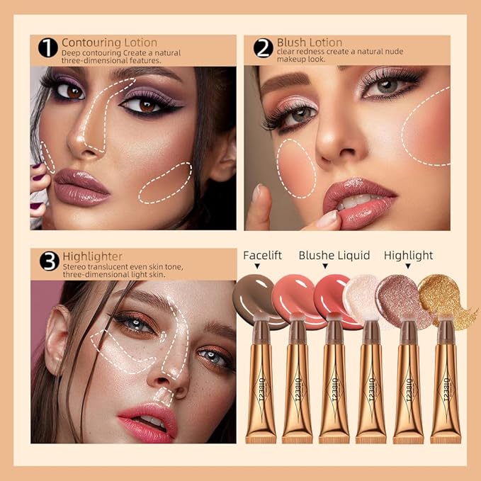 MEICOLY Liquid Blush Beauty Wand, Matte Face Blush with Cushion Applicator,Natural Finish Silky Smooth Creamy Blush Makeup, Lightweight Blendable Blush Stick for Cheek Lip,Cruelty-free,03 Peach