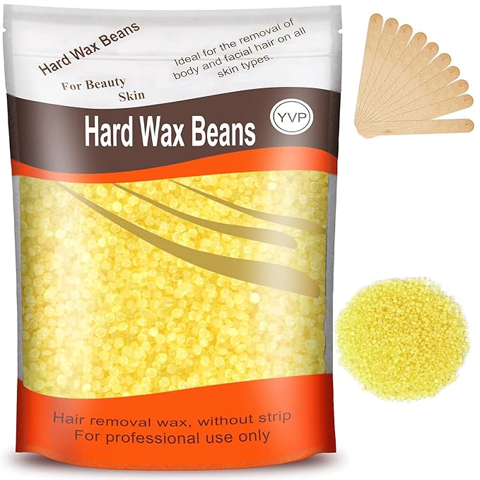 Hair Removal Wax Beads for Brazilian Waxing, Sensitive Skin - Face, Eyebrow, Legs At Home - 300g (10 Oz) with 10 Pearl Wax Sticks (Honey)
