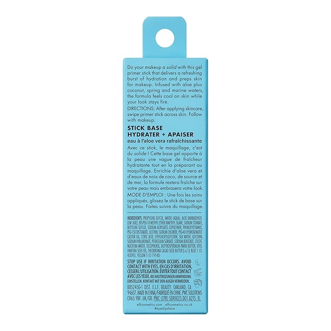 e.l.f. Stay Cool Primer Stick, Hydrating Gel Primer Preps Skin For Makeup, Imparts A Cooling Feel, Infused With Aloe Water, Vegan & Cruelty-Free