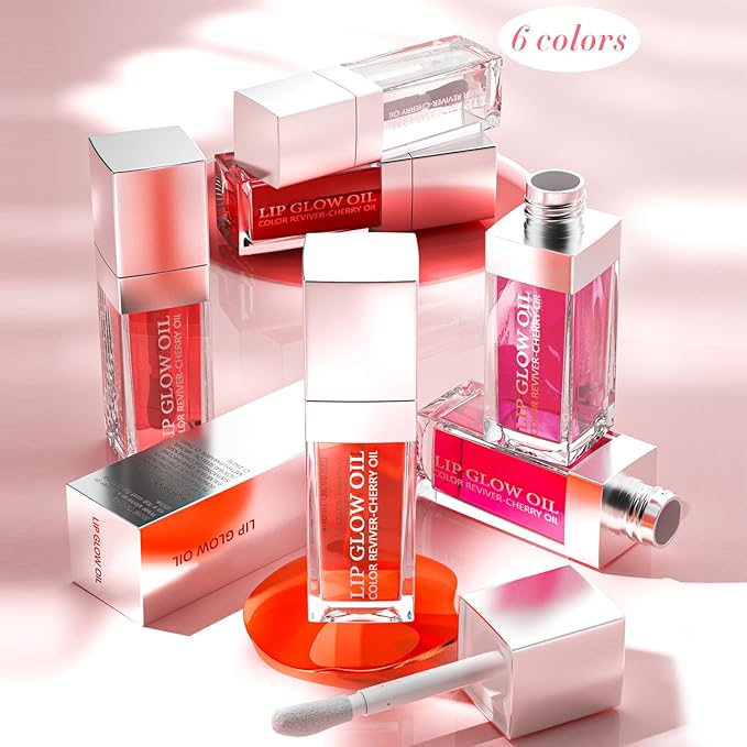 Plumping Lip Oil, Moisturizing Lip Glow Oil, Long Lasting Nourishing Lip Gloss Lip Balm, Non-sticky Transparent Toot Lip Oil Tinted for Lip Care and Dry Lip - Coral