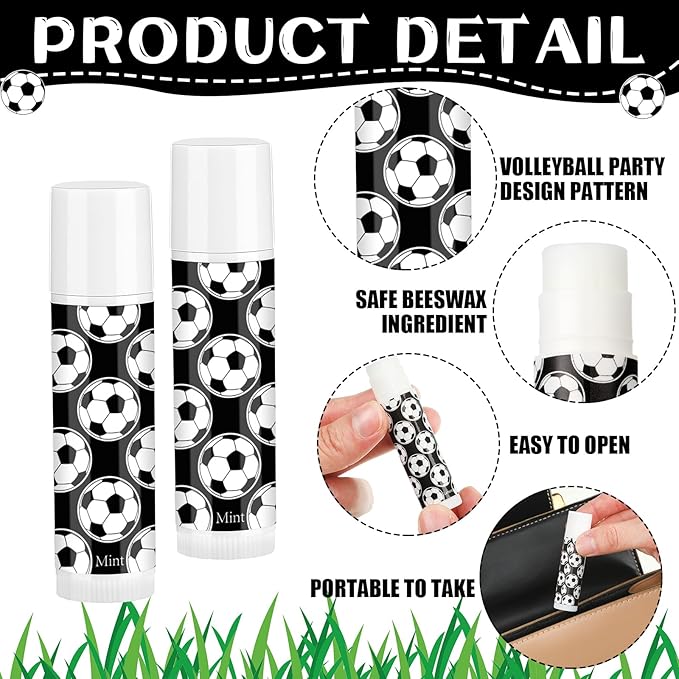 24 Pcs Soccer Lip Balm Soccer Team Gifts Soccer Party Favors Soccer Lip Balm Gift for Soccer Team Soccer Party Guest Supplies