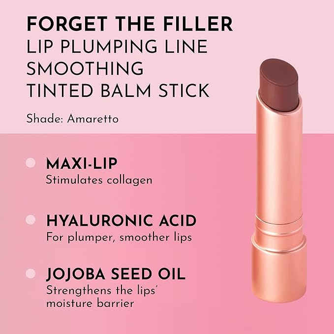 Lawless Forget the Filler Lip Plumping Line Smoothing Tinted Balm - Amaretto - Premium Tinted Lip Balm with Natural Ingredients to Plump and Smooth Lips for a Firmer, Fuller Look - 0.09 oz