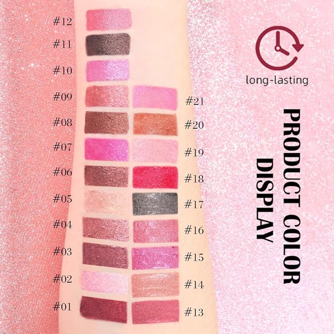 evpct Dark Wine Red Metallic Glitter Lip Liner and Lipstick Combo Lip Gloss Stain Set Makeup for Women Long Lasting Waterproof 24, Mauve Plum Frosted Metallic Shimmer Glossy iridescent Liquid Lipstick