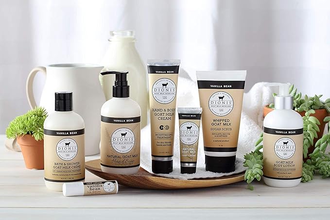 Dionis Goat Milk Hand Cream and Lip Balm 3 Piece Gift Set (Vanilla Bean, 3 Piece)
