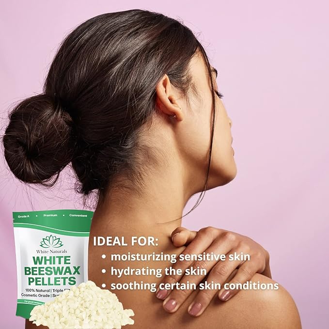 Bulk White Beeswax Pellets 5lb, Pure, Natural, Cosmetic Grade, Organic, Bees Wax Pastilles, Triple Filtered, Great For Candle Making, Soap, Food Wrap, DIY Projects Lip Balms, Lotions, and More!