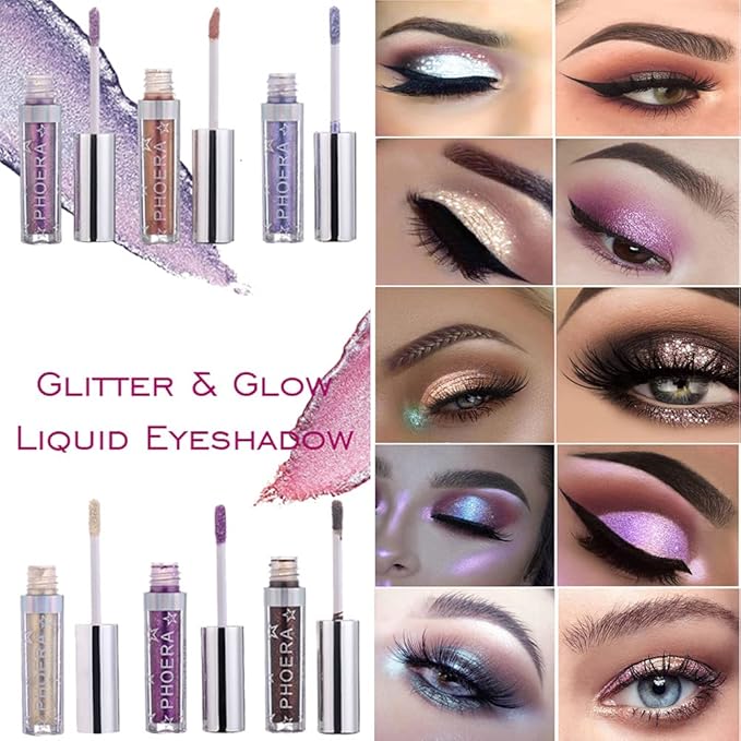 Glitter Eyeshadow，Makeup For Eyes Liquid Shimmer Sparkle Glow Light Colors Pencil Stick Shiny Long Lasting Waterproof Shining Eye Shadow Sets Metallic Pigments Metals Gloss Sparkling Pen Kit (A111)