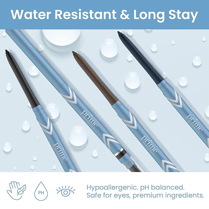 PrimeEyes Glide Eyeliner for Mature Women – Water-Resistant, Long-Stay and Mess-Proof – Gel Cream Texture, Discreet Sharpener and Effective Smudger (Black)