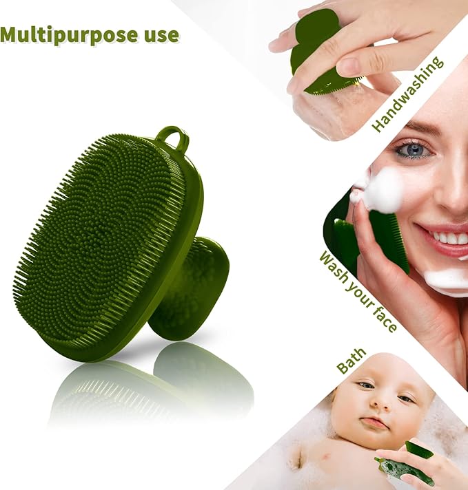 VWMYQ Silicone Face Scrubber for Men Facial Cleansing Brush Silicone Face Wash Brush Manual Waterproof Cleansing Skin Care Face Brushes for Cleansing and Exfoliating (Green)