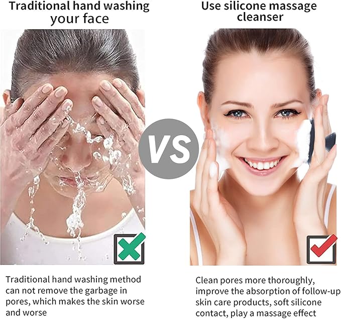 VWMYQ Face Scrubber - Silicone Facial Cleansing Brush for Men - Exfoliating and Cleansing - Waterproof - Gray