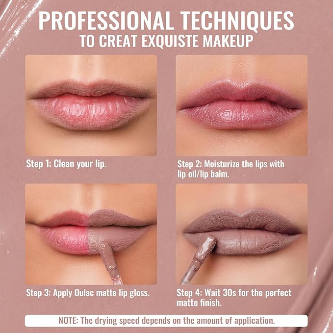 Oulac Matte Liquid Pink Lipstick for Women, Pink Nude Long Lasting Lipstick, Waterproof Lip Stain, No Transfer, Creamy High Pigmented Formula with Vitamin E, Vegan & Cruelty-Free M19