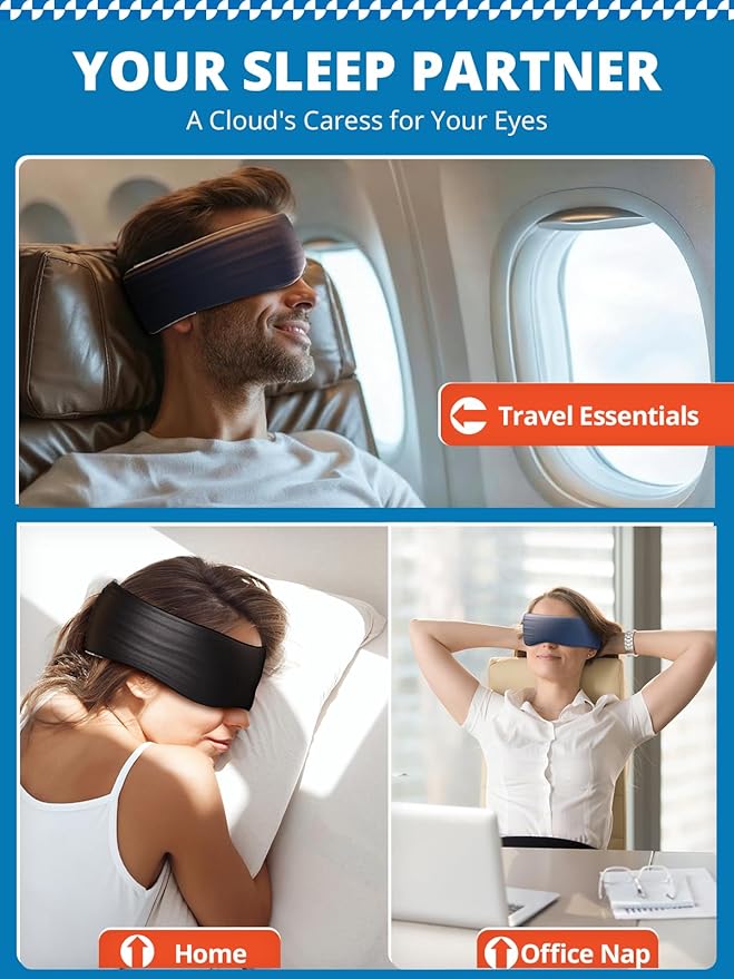 Sleep Mask, Eye Mask for Sleeping, Upgrade Ultra-Soft Blackout Eye Cover for Women Men, Wider Adjustable Strap for Side Sleeper, Travel, Nap, Yoga, Relief Eye, Pink