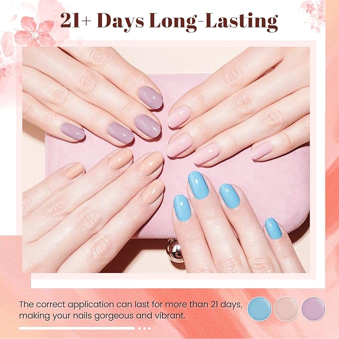 JODSONE 23 PCS Gel Nail Polish Set with Base Glossy and Matte Top Coat Multicolored Gel Nail Long Lasting Suitable for All Seasons