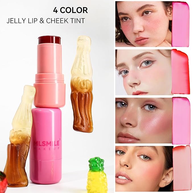 Cooling Water Jelly Tint,Jelly Blush Stick,Long Lasting Milk Jelly Blush Stick-1,000+ Swipes Per Stick,Jelly Texture Moisturising,Buildable Watercolor Finish (B, S)
