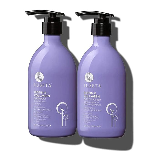 Luseta Biotin Shampoo and Conditioner for Hair - Thickening Shampoo for Thinning Hair - Infused with Argan Oil to Repair Damaged Dry Hair - Sulfate Free Paraben Free-2 x 16.9 fl oz