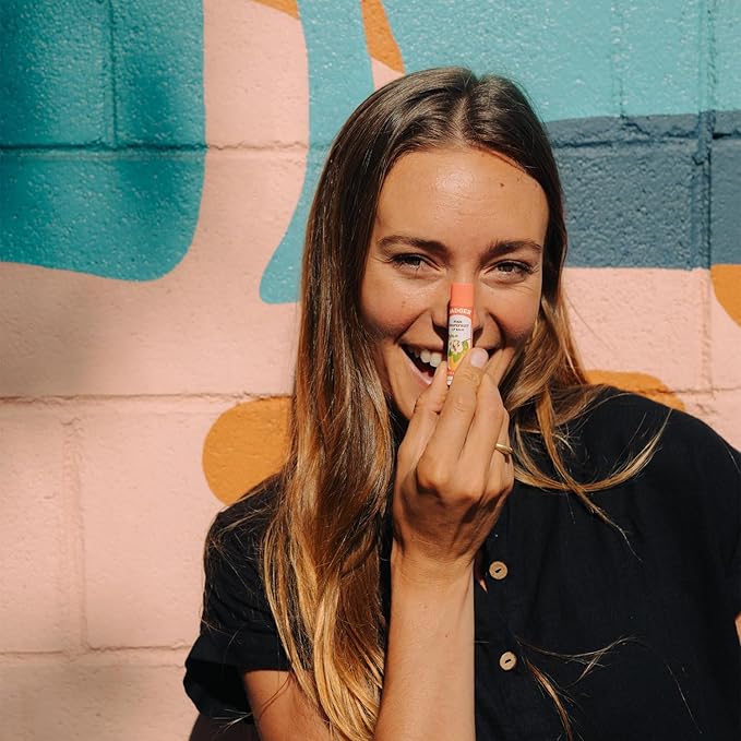 Badger - Classic Lip Balm, Pink Grapefruit, Made with Organic Olive Oil, Beeswax & Rosemary, Certified Organic, Moisturizing Lip Balm, 0.15 oz (4 Pack)