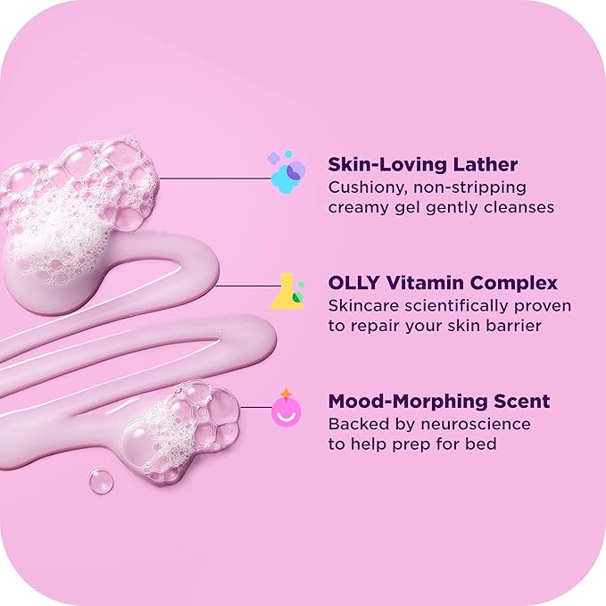 OLLY Renew Body Wash with Vitamin D, Retinol & Botanicals – Nourishing Cleanser for Skin Barrier Repair, Deep Hydration, Jasmine Bergamot Scent, 17oz