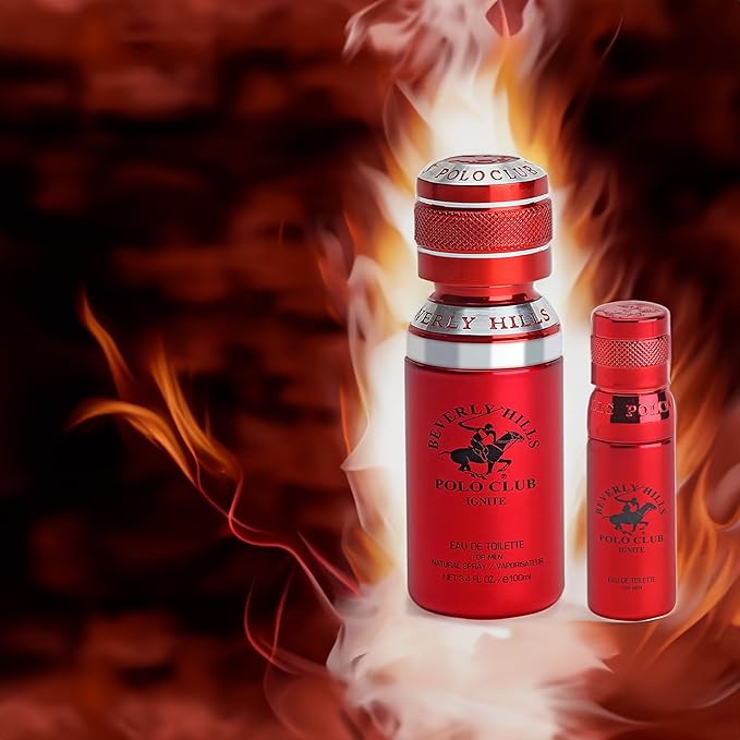 Beverly Hills Polo Club Cologne for Men Bonus Pack Designer Eau De Toilettes 3.4oz + 0.5oz 2 count (Ignite)