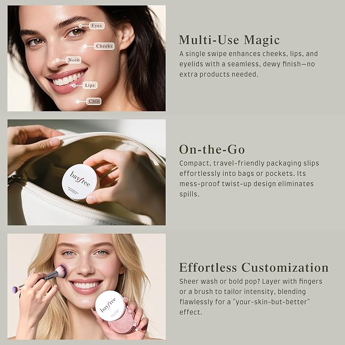 Multi Glow Balm, Cream Blush for Cheeks, Blush Balm Face Makeup, Radiant Finish, Hydrating, Creamy, Lightweight & Blendable Color, Face Balm, 0.63 Oz (Dewy)