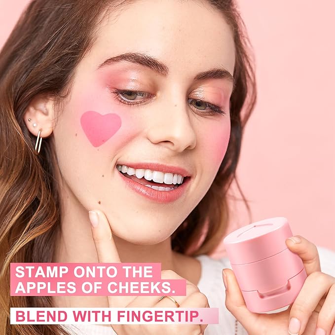 Boobeen Liquid Blush for Cheeks, Buildable & Blendable Face Blusher, Cheek Stamp Blush with Heart-shaped Applicator, Lightweight Air Cushion Blush for Velvet Matte Finish