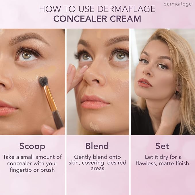 Waterproof Concealer Cream, Full Coverage Waterproof Makeup, Color Match Promise by Dermaflage, 6g/.2oz