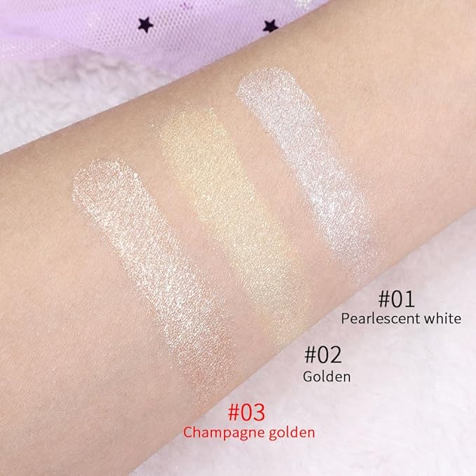 evpct Champagne Gold Face Highlighter Makeup Shimmer Glitter Diamond Sparkly Highlighters Makeup Palette Powder for Face Body Cheek Skin iluminadores iluminador de jos maquillaje luminizers 03