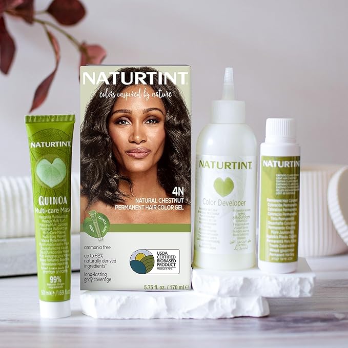 Naturtint 4N Natural Chestnut Permanent Hair Color (Pack of 1), Ammonia Free, Vegan, Cruelty Free, up to 100% Gray Coverage, Long Lasting Results (Packaging may vary)