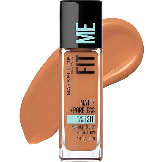 Maybelline New York Fit Me Matte Plus Pore Less Foundation, Spicy Brown, 1 Fluid Ounce