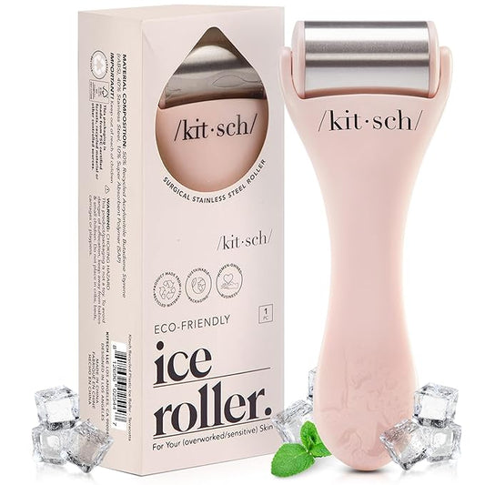 Kitsch Ice Roller for Face – Stainless Steel Face Ice Roller to Reduce Puffiness, Redness & Headaches – Cooling Facial Roller for Skin Care, Irritation Relief & Spa-Like Experience at Home - Pink