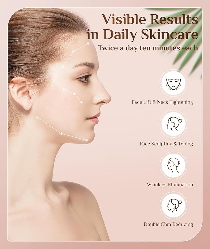 7 Color Galvanic Machines - Red Light Therapy for Face and Neck, Face Massager Tool for Wrinkles, Double Chin, Vibrating Facial Massager with Thermals, White