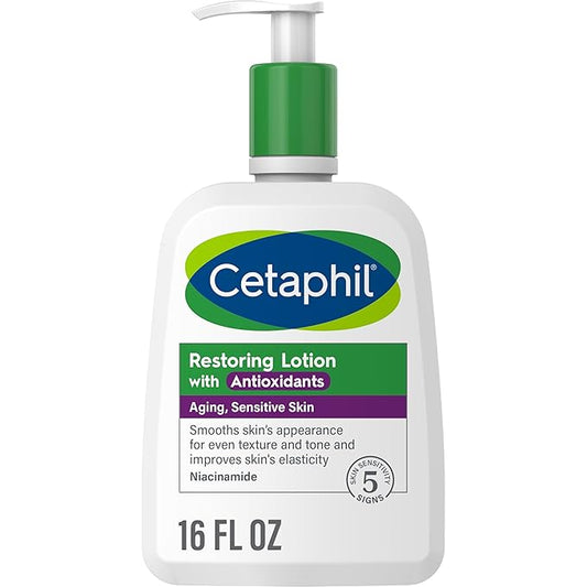 Cetaphil Restoring Body Lotion with Antioxidants for Aging Skin, Great for Neck and Chest Areas, Fragrance and Paraben Free, Suitable for Sensitive Skin 16 oz. Bottle