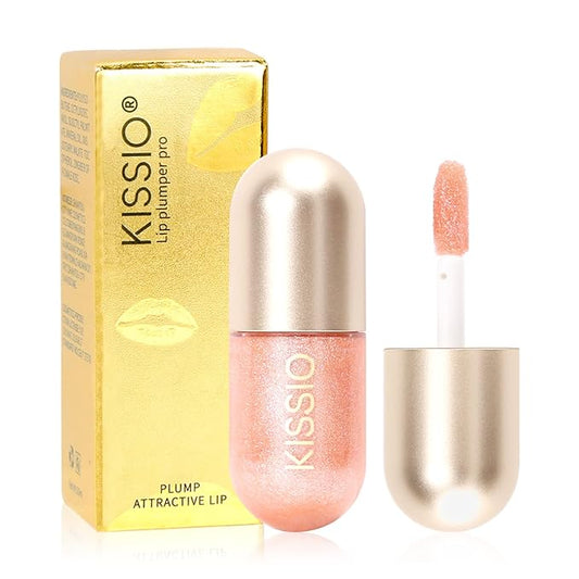 KISSIO Lip Plumper,Color Lip Plumper Gloss,Shimmer,Lip Enhancer,Plant Extracts Plumping Lip Serum,Moisturizing Lip Gloss for Fuller Lips and Hydrated Beauty Lips 5.5ml (01 Lemonade)