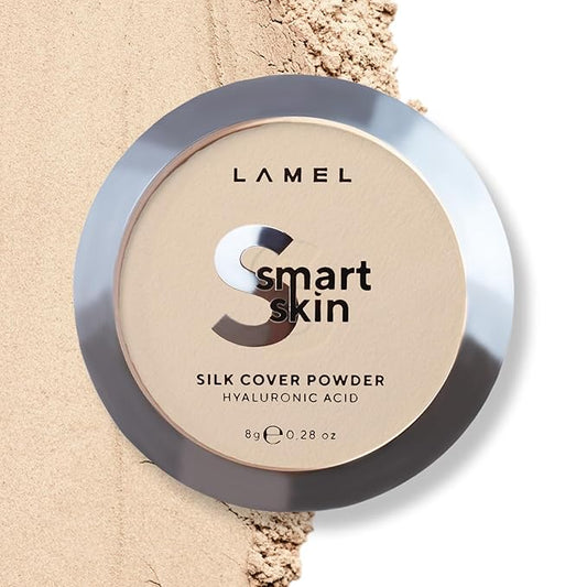 Lamel Smart Skin Silk Compact Powder - Long Lasting Pressed Finishing Powder - Oil Control Makeup, Suitable for Dry Skin, Lightweight Formula - 401 Porcelain 0.28 oz