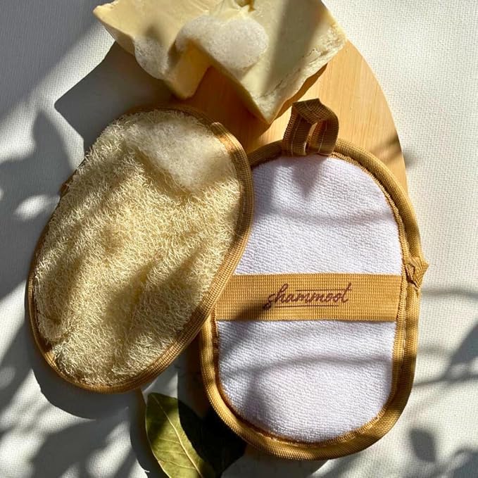 Natural Loofah Exfoliating Body Scrubber – Jordanian Natural Loofah Sponge Exfoliates Face & Body for Healthier Skin – 2-Sided Lufas for Men & Women – Body Wash Scrubber (Pack of 1)