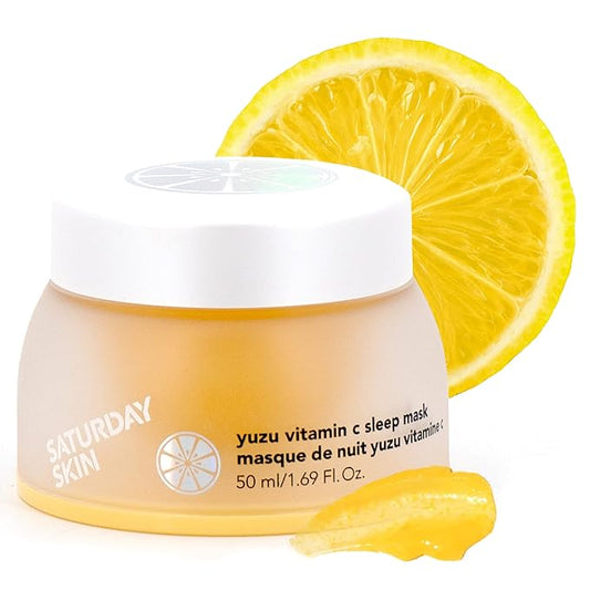 Saturday Skin Yuzu Vitamin C Sleep Mask Regenerist Retinol Ultra Rich Face Moisturizer Cream Smooth Skin and Reduce Wrinkles Ideal for All Skin Types