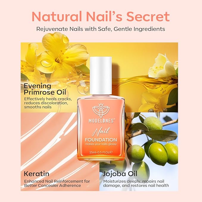 modelones Nail Strengthener Jelly Nude Nail Repair for Damaged Nails Strengthening Polish 15ml Nail Growth and Strengthener Natural Concealer Foundation Nail Care Gifts for Women